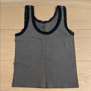 Brandy Melville Gray Fitted Ruffled Camisole